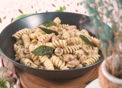 Fusilli Pasta Mushroom Veloute